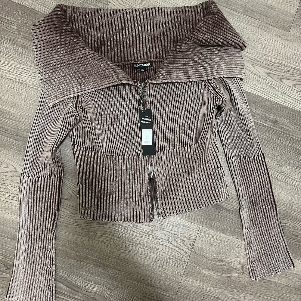 Cropped Cardigan - Brown